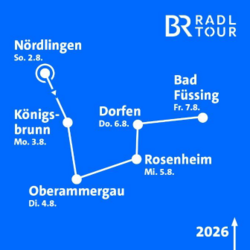 Karte mit der Route der BR Radltour
