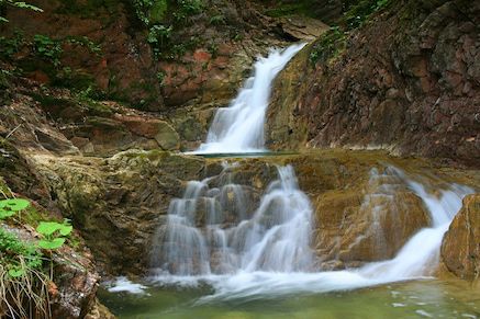 Wasserfälle auf dem Themenweg Schleifmühlklamm in den Ammergauer Alpen