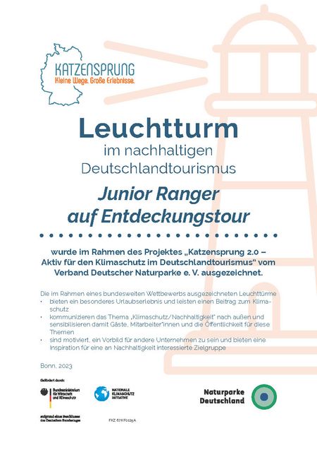 Katzensprung-Urkunde für das Junior-Ranger-Programm