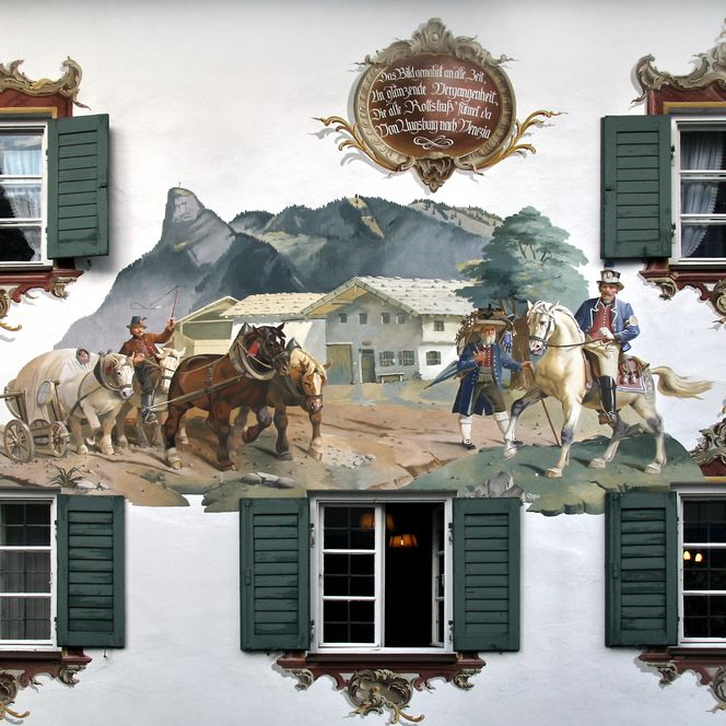 Lüftlmalereien an der Alten Post in Oberammergau